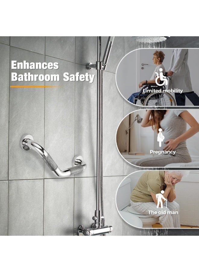 WALALLA 2 Pack Bath Safety Grab Bars for Bathtubs and Showers,135° Angled Shower Grab Bar for Seniors Knurled Stainless Steel Handicap Grab Bars for Wall - Image 4